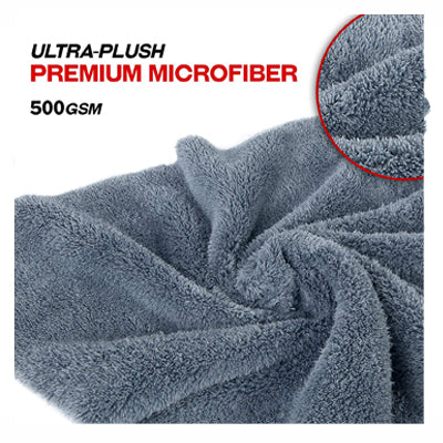 16 x 16 in. 500 GSM Ultra-Plush Edgeless Steel Gray Microfiber Towels – 6-pack
